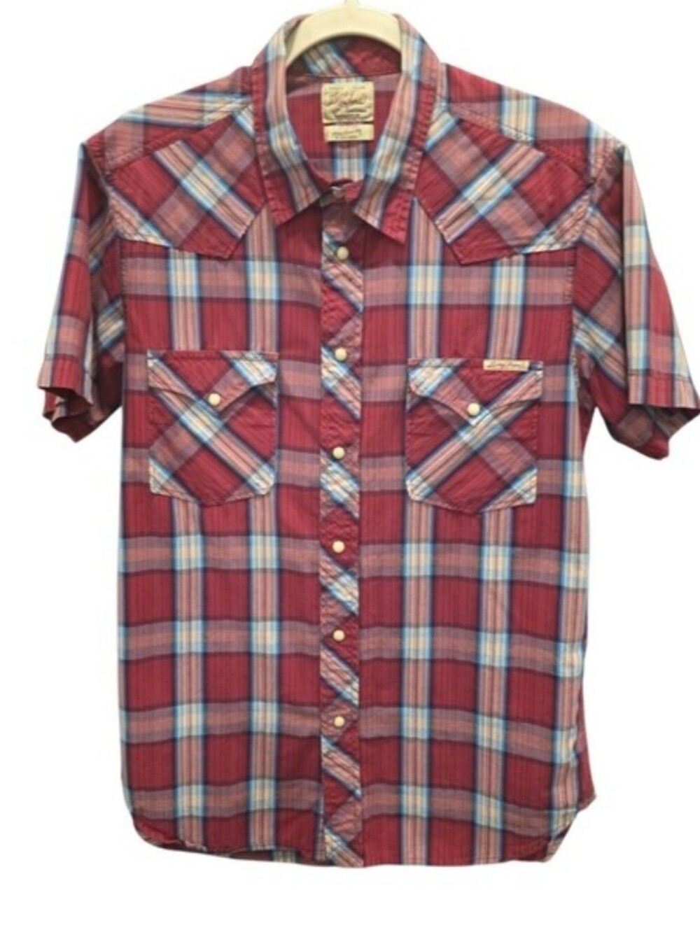 Lucky Brand Western Pearl Snap Shirt Burgandy Plaid Cowboy Ranchwear Y2K. - Picture 8 of 8